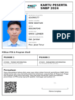Kartu Peserta SNBP 2024: 424390177 Doni Wahyudi 0051967040 SMKN 1 Jember Kab. Jember Prov. Jawa Timur