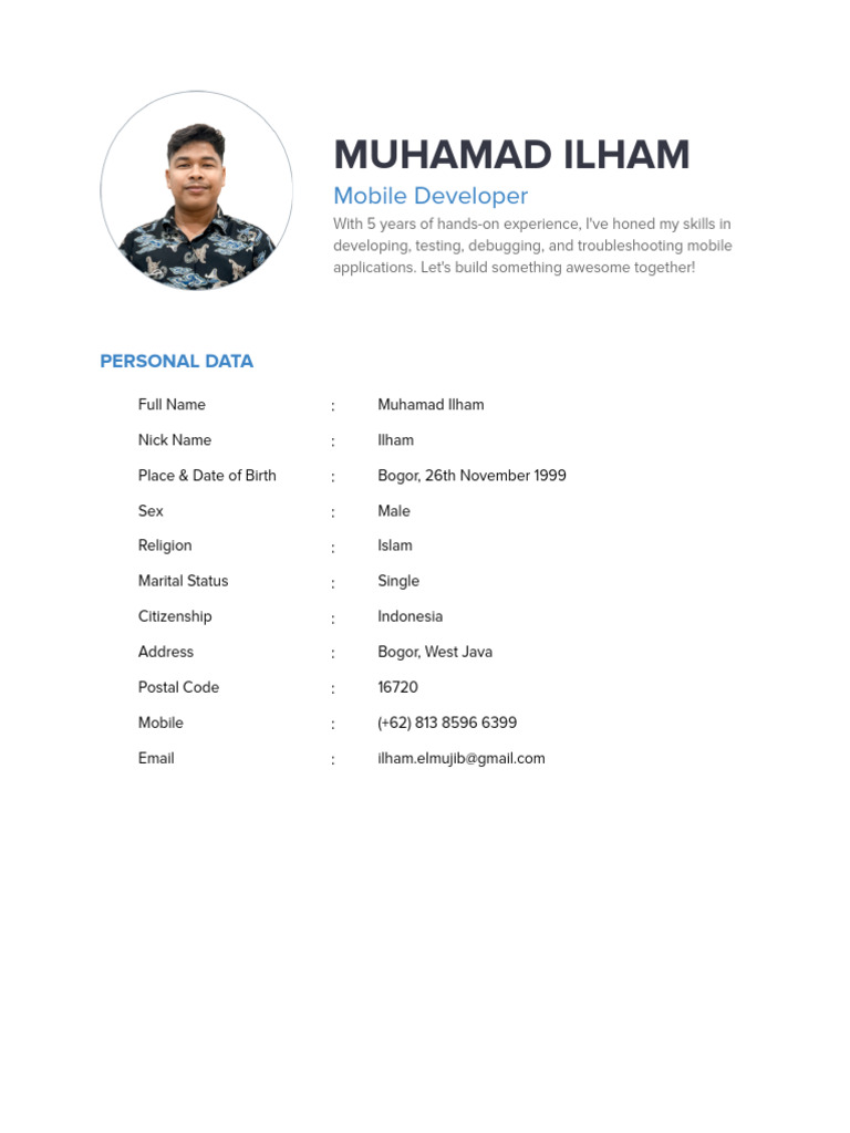 Resume - Muhamad Ilham - Mobile Developer | PDF | Mobile App | Android ...