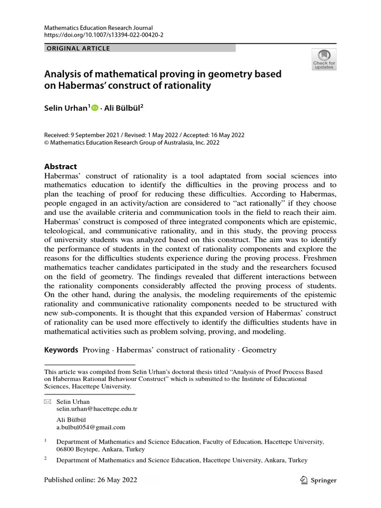 Analysis of Mathematical Proving in Geometry Based | PDF | Mathematics ...
