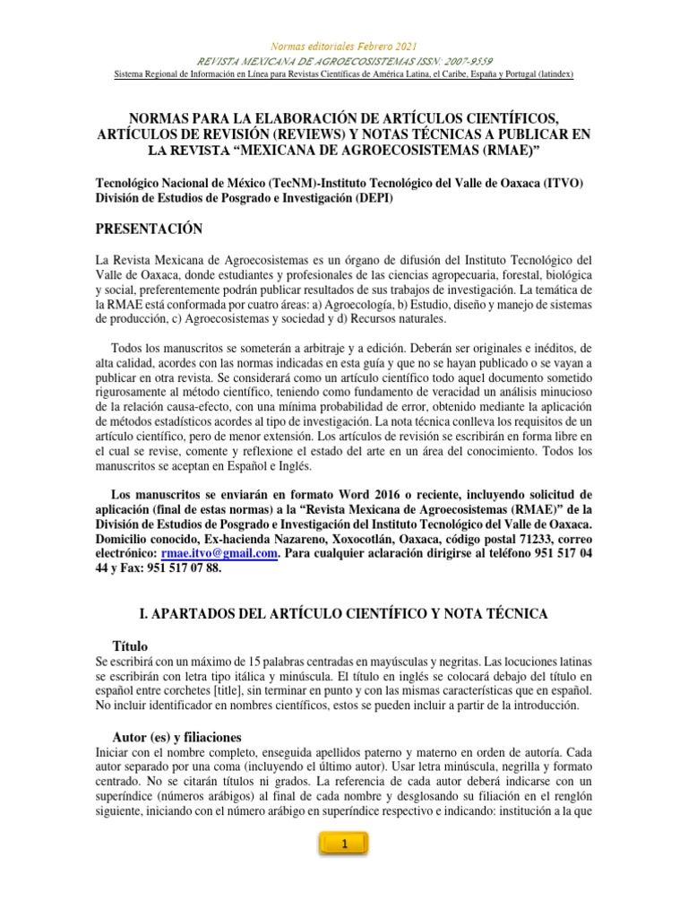 Normas para Publicar en RMAE | PDF | Citación | México