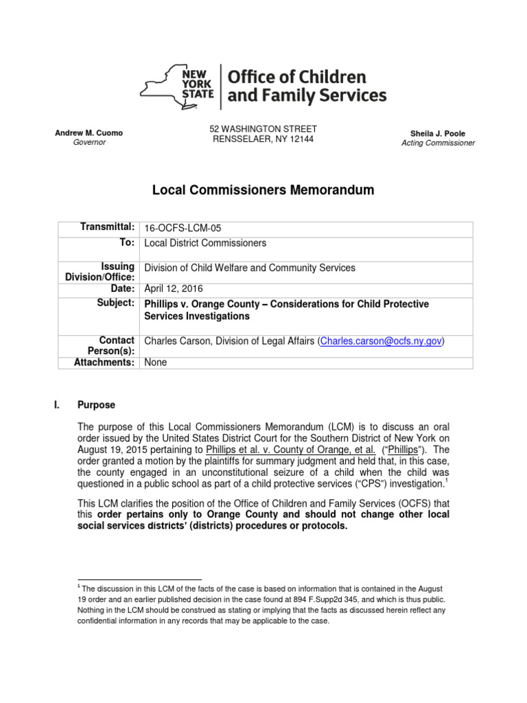 16-OCFS-LCM-05 Phillips V Orange County Considerations For Child ...
