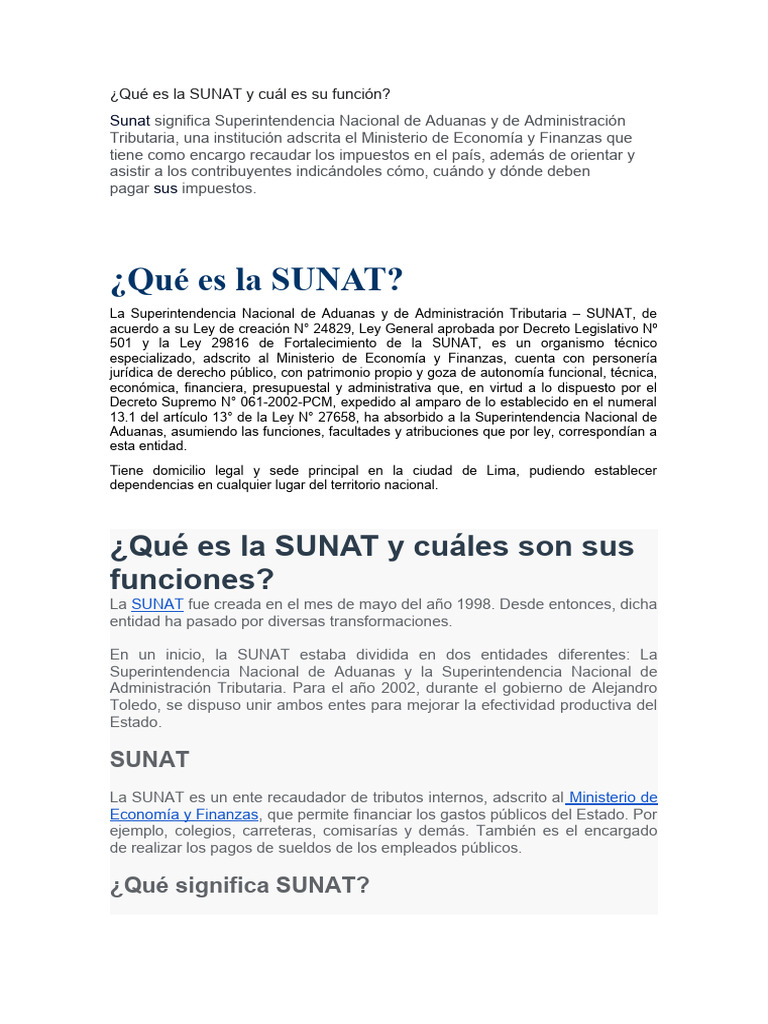 Qué Es La SUNAT y Cuál Es Su Función | PDF | Negocios | Finanzas y dinero