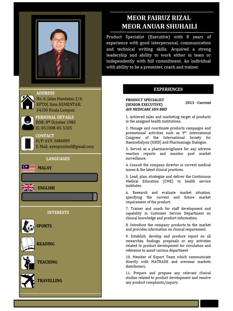 CV of Meor Fairuz Rizal | PDF | Health Care | Medicine