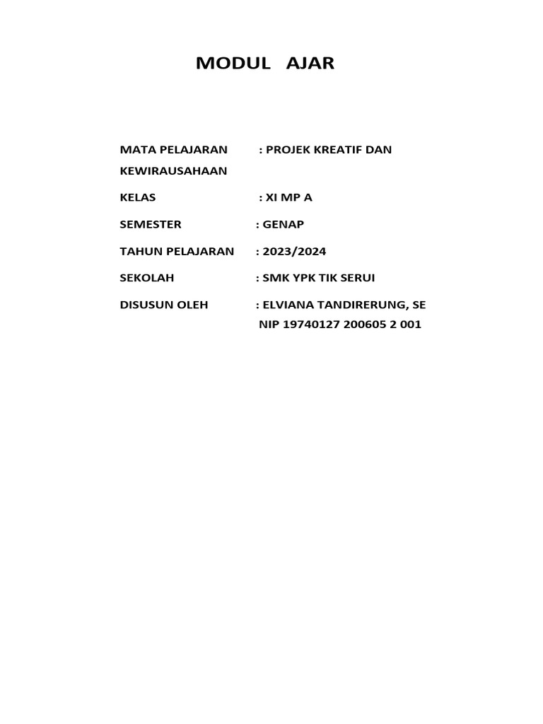 Modul Ajar Pkk Smk Kelas Xi Pdf