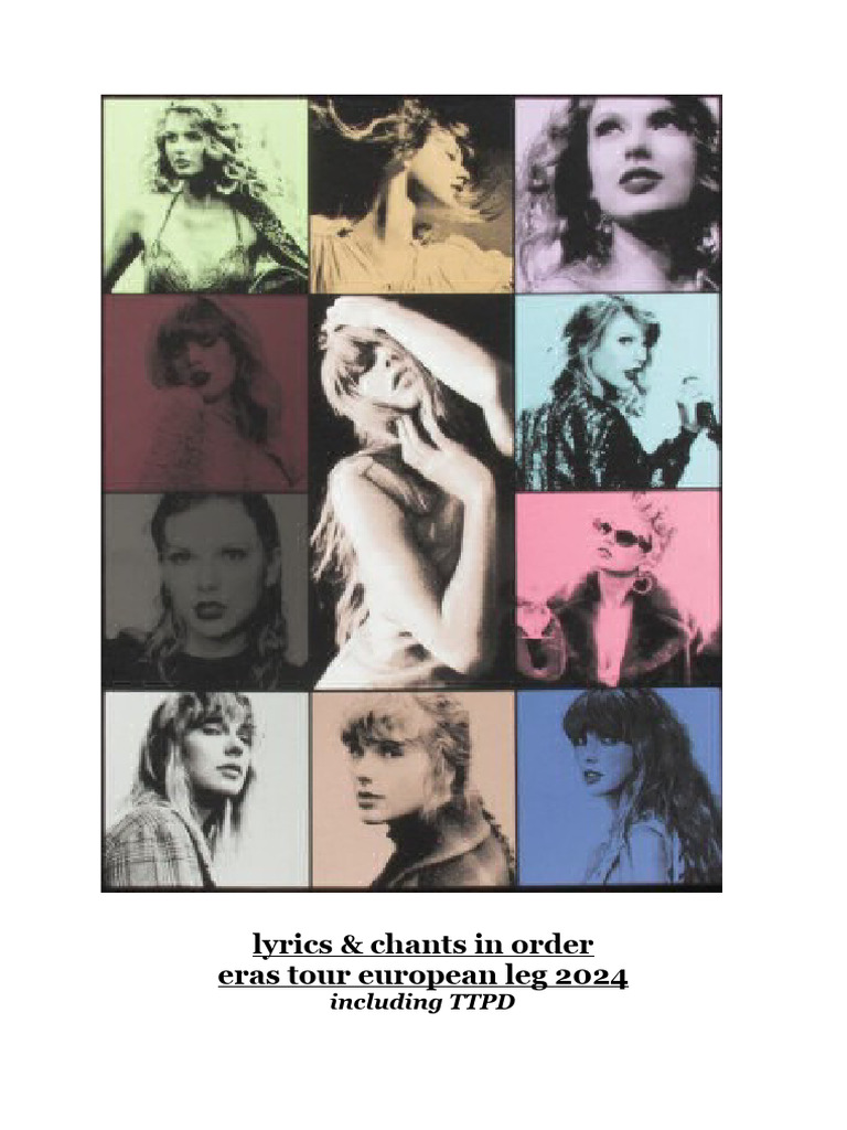 Taylor Swift Eras Tour Lyrics & Chants | PDF | Taylor Swift