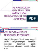 Slide Mata Kuliah Teknik Penulisan Karya Ilmiah Program Studi Teknologi Informasi