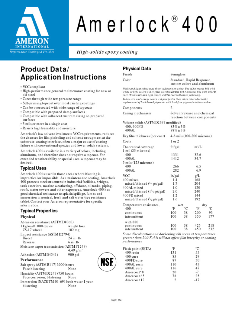 Amerlock 400 Tds | PDF | Materials | Industrial Processes