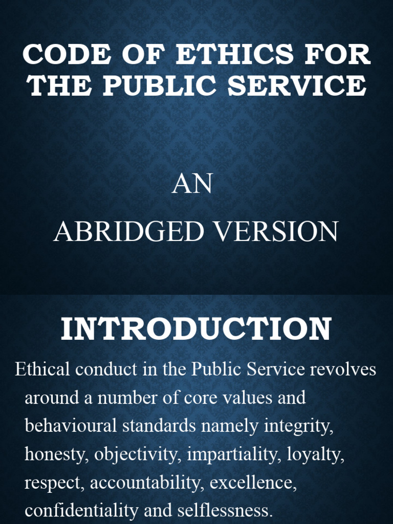 Zambian Public Service Ethics Code | PDF | Integrity | Confidentiality