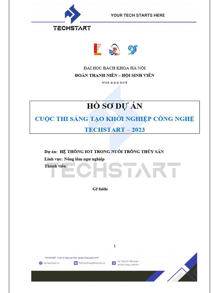 Hồ Sơ Dự Án: Cuộc Thi Sáng Tạo Khởi Nghiệp Công Nghệ Techstart - 2023 | PDF