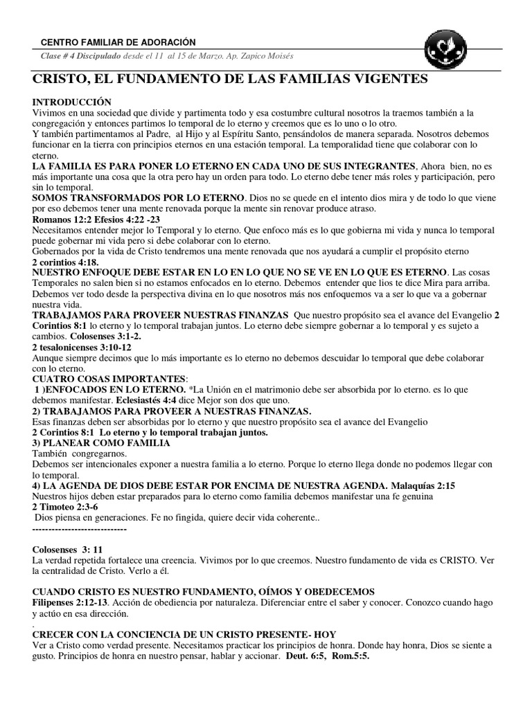Cristo: Fundamento Familiar Eterno | PDF | Cristo (título) | Creencia ...