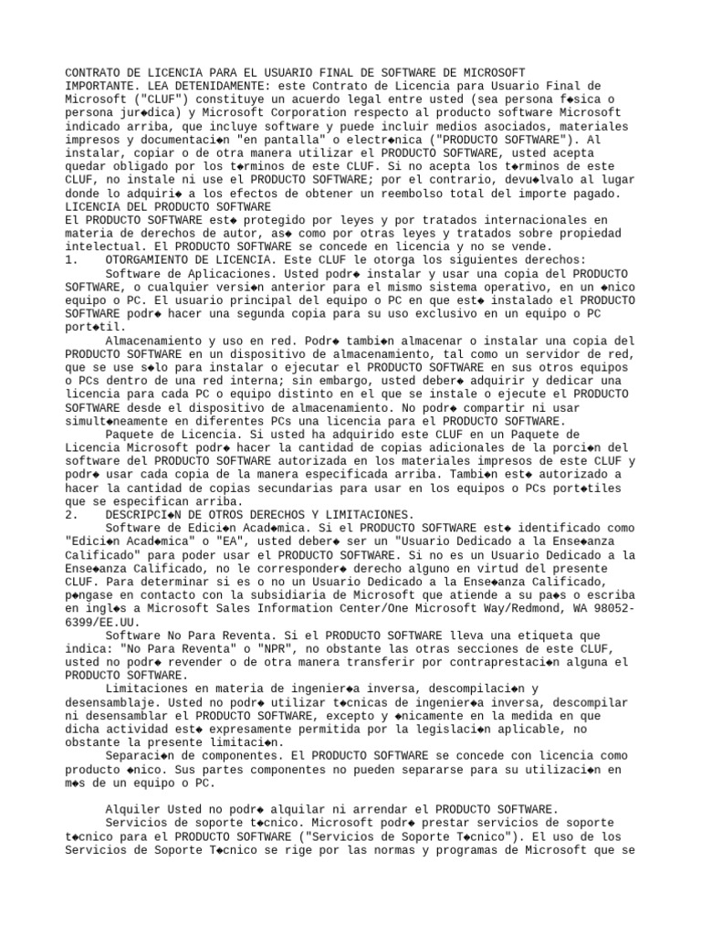 Spa eula contrato de licencia para el usuario final de software de