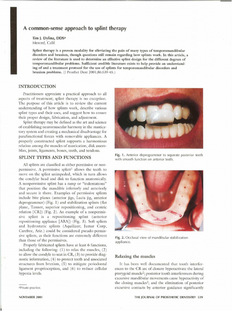 A Common-Sense Approach To Splint Therapy | PDF