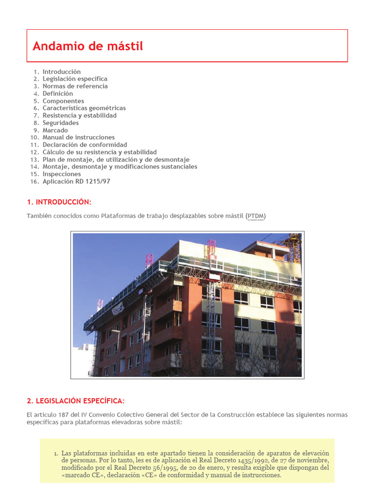 Andamio Mastil Pdf Andamio Corriente Eléctrica