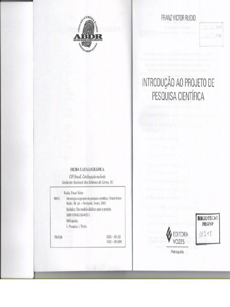 RUDIO, Franz Victor - Introduao Ao Projeto de Pesquisa Cientifica ...