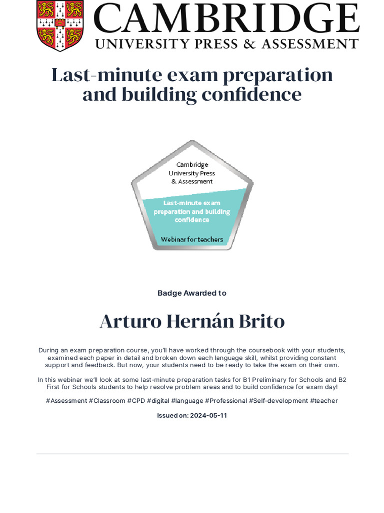 2024 05 11 Last Minute Exam Preparation And Building Confidence Pdf