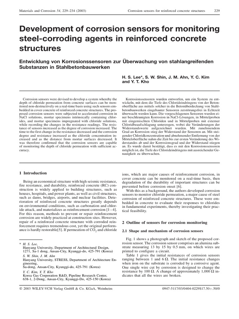 Corrosion Sensors for Concrete Monitoring | PDF | Corrosion ...