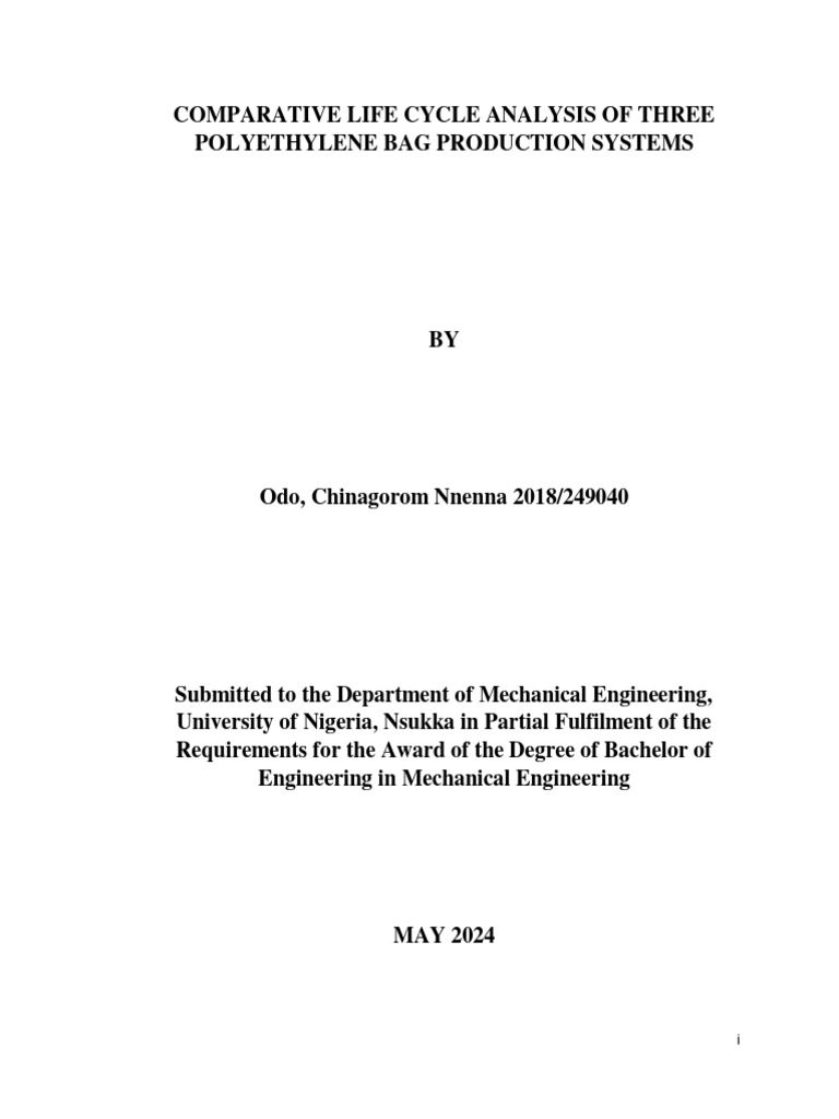 Life Cycle Analysis of Polyethylene Bags | PDF | Life Cycle Assessment ...