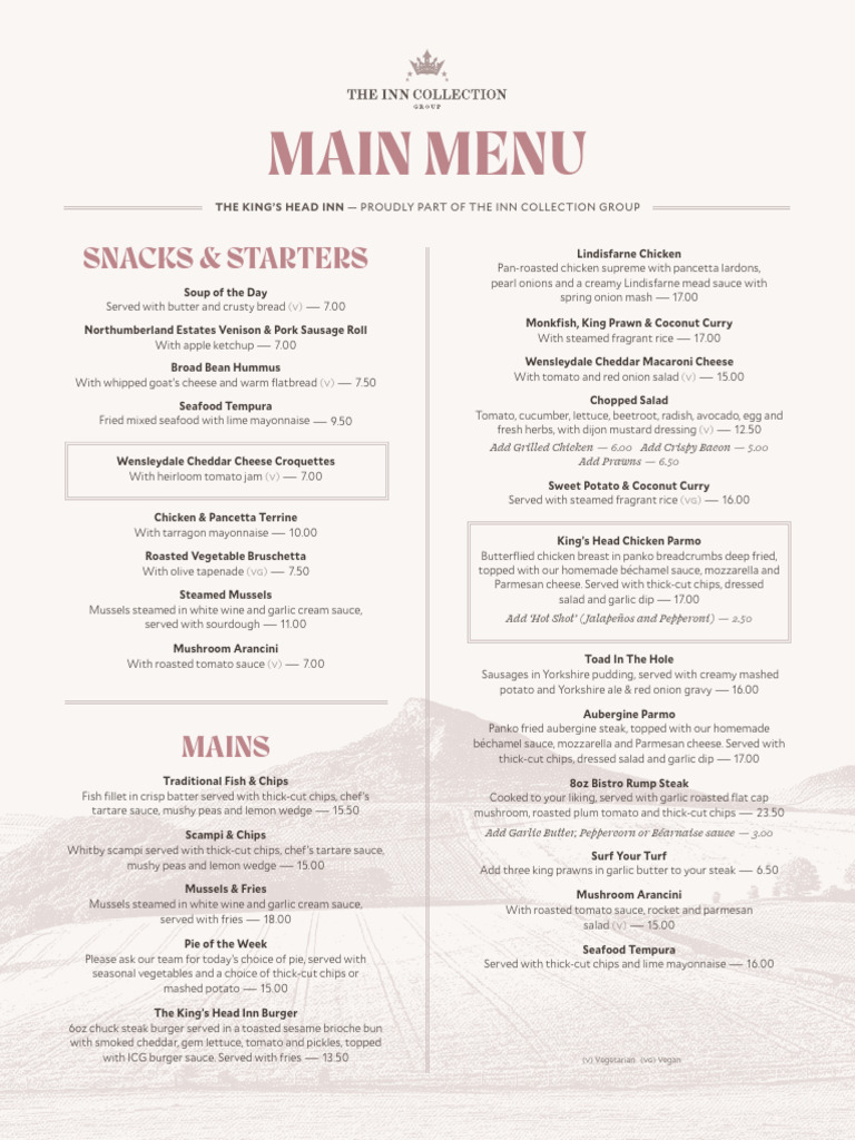 The Kings Head Inn - Food WEB | PDF | French Fries | Menu