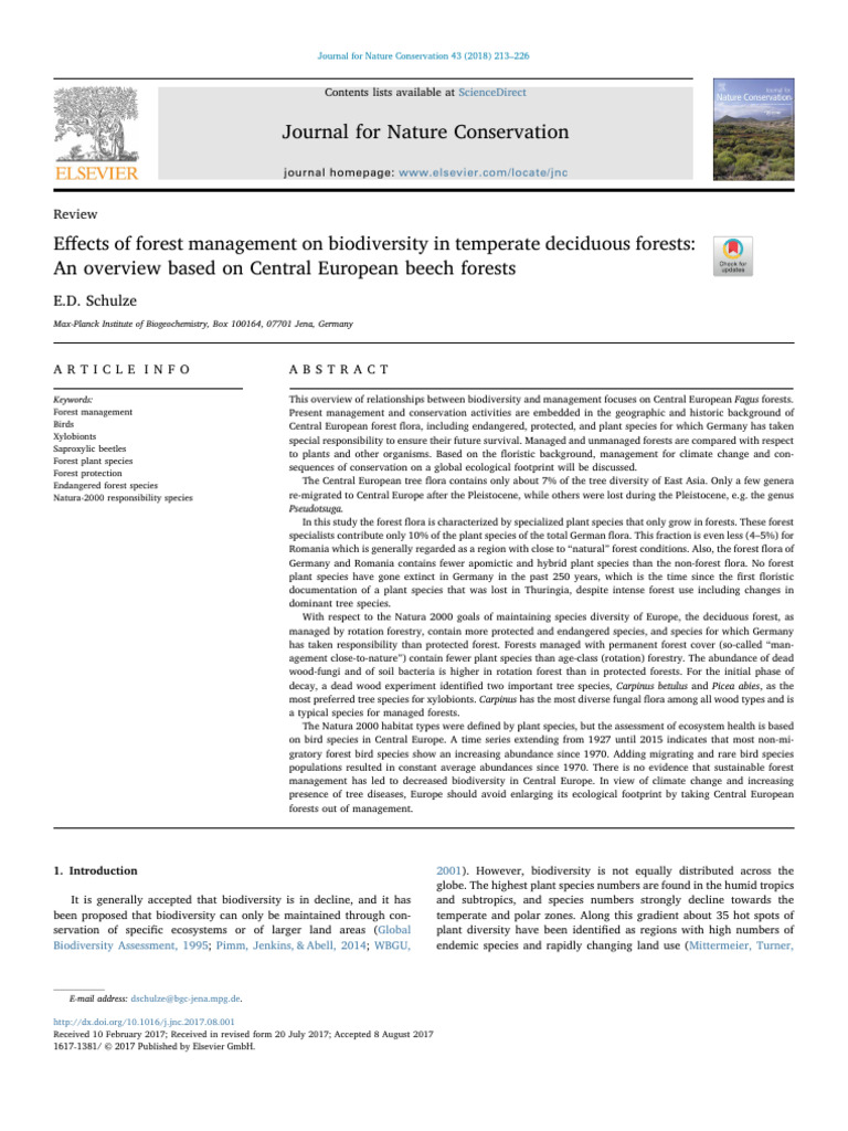 Forest Management Impact on Biodiversity | PDF | Biodiversity | Forests