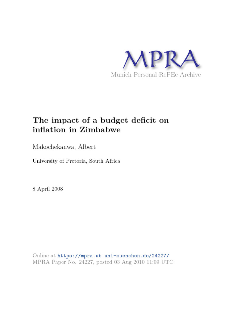 Budget Deficit and Inflation in Zimbabwe | PDF | Government Budget ...