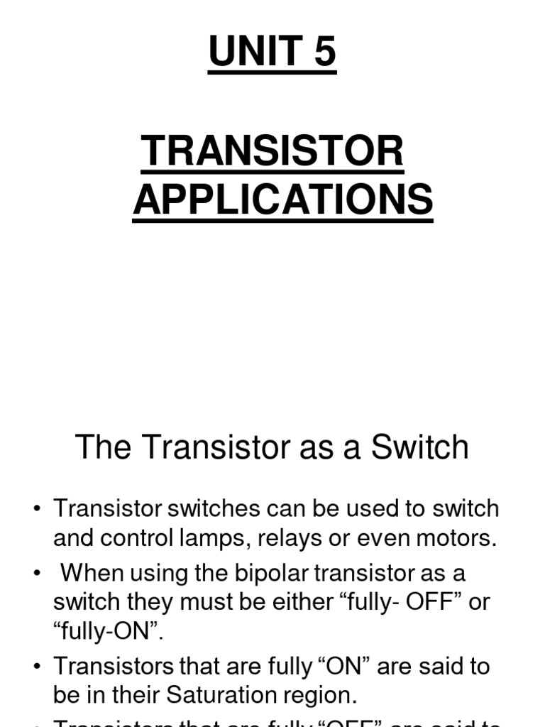 Unit 5 Transistor App PDF Amplifier Bipolar Junction Transistor