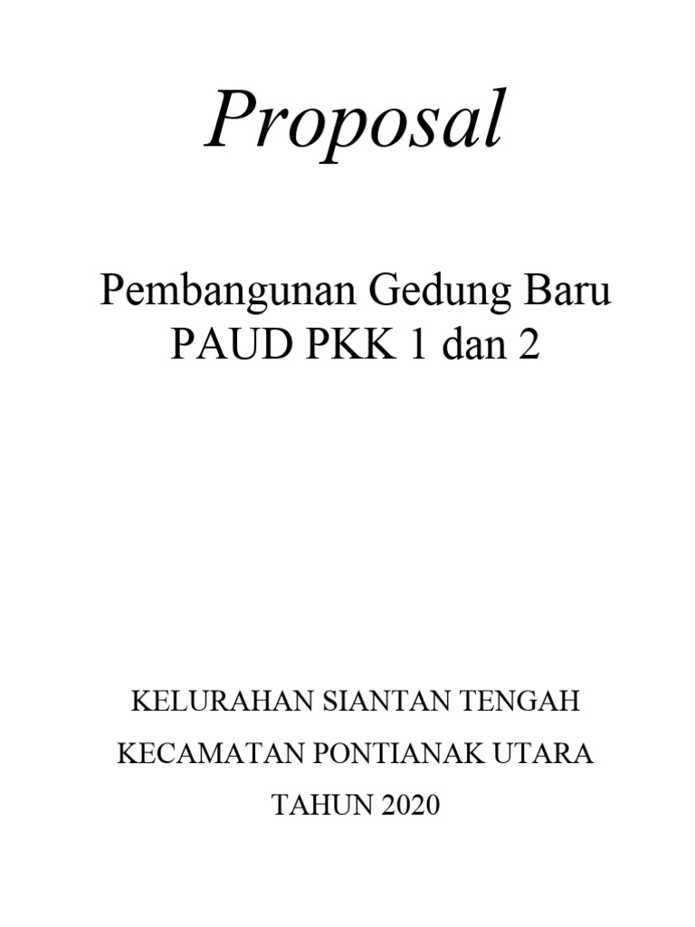 Proposal Paud PKK Siantan Tengah I | PDF