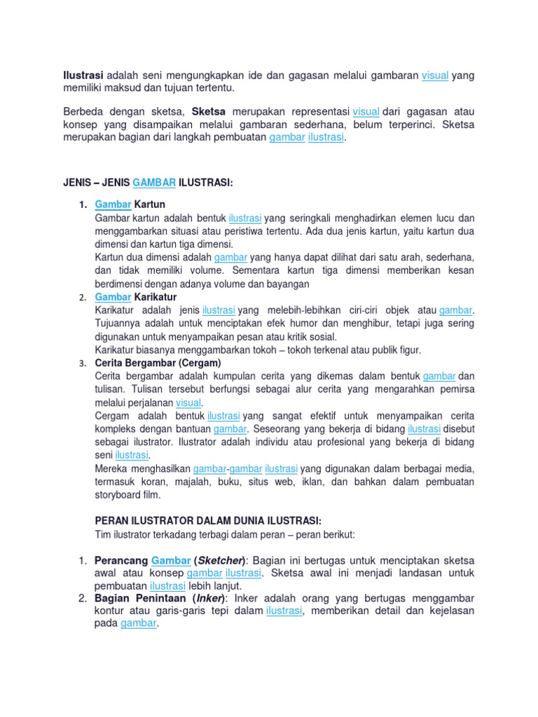 Jenis-Jenis Gambar Ilustrasi dan Perannya | PDF | Ilmu Sosial | Seni