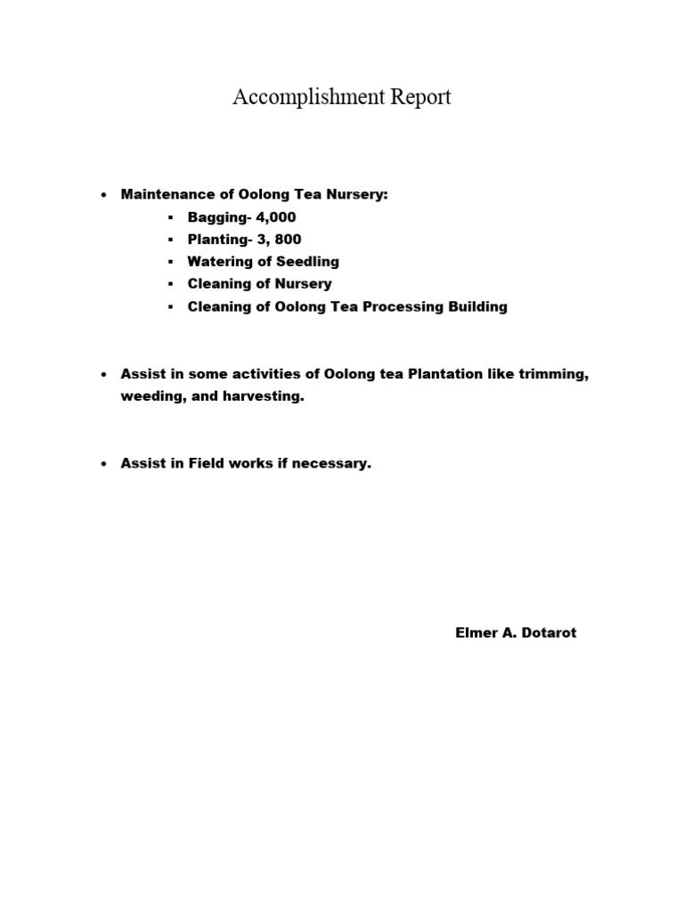 Oolong Tea Nursery Maintenance Report | PDF