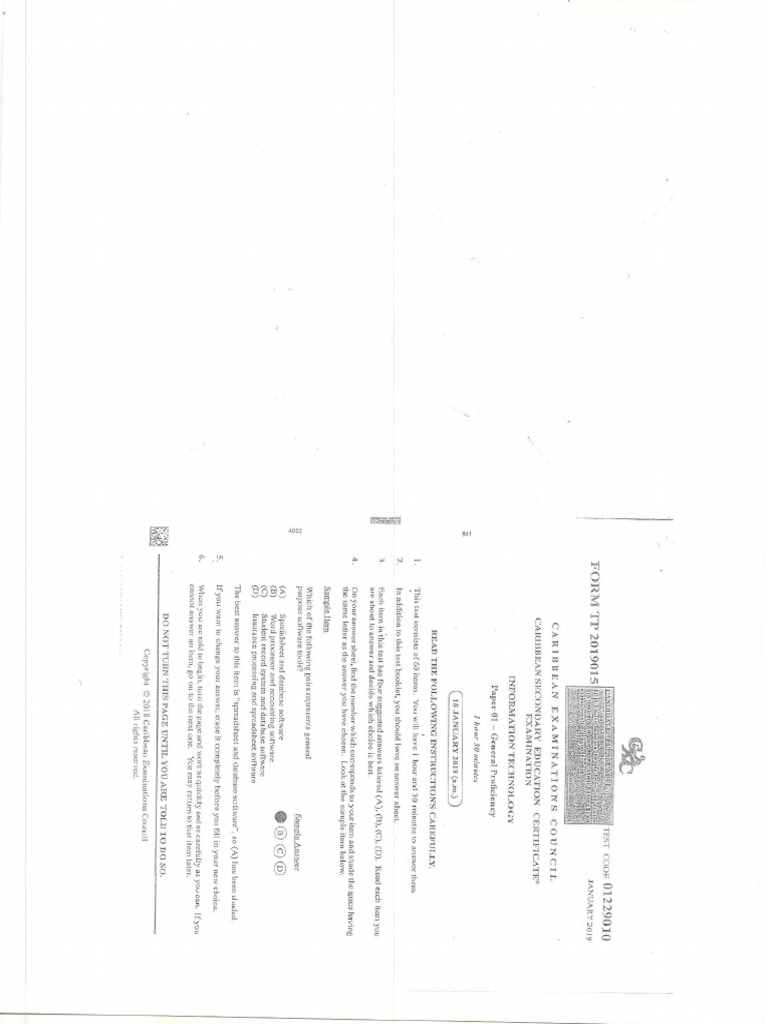 Csec It January 2019 Paper 1 Multiple Choice Solutions Pdf