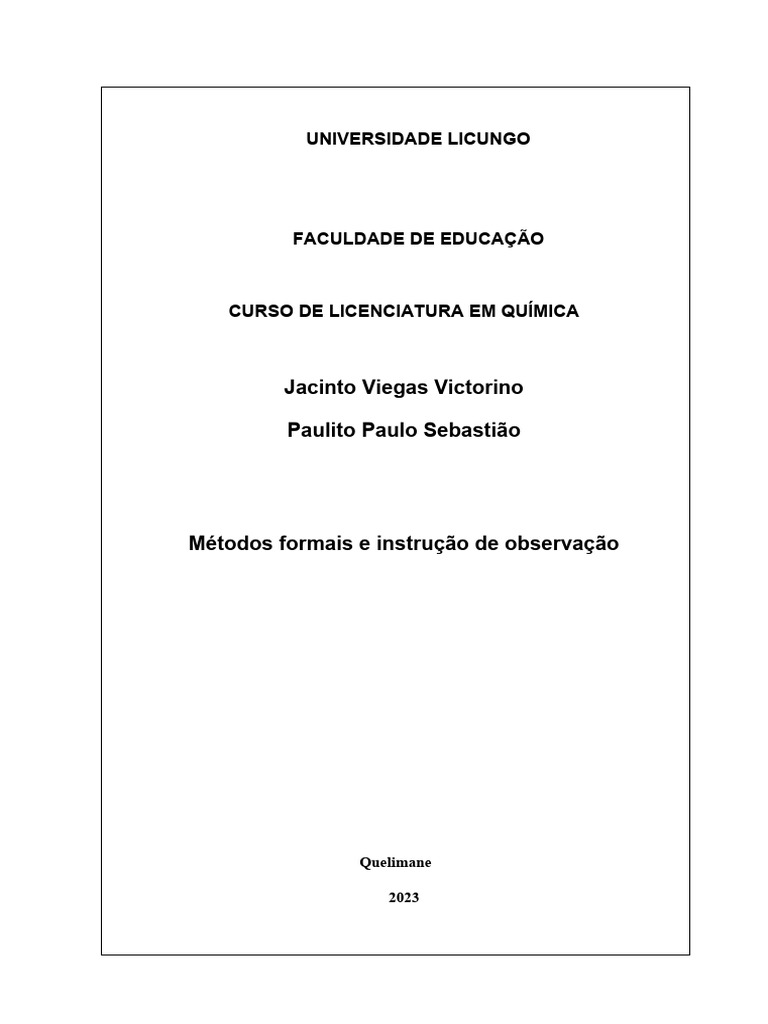 Métodos Formais na Didática Educacional | PDF | Aprendizado | Pensamento