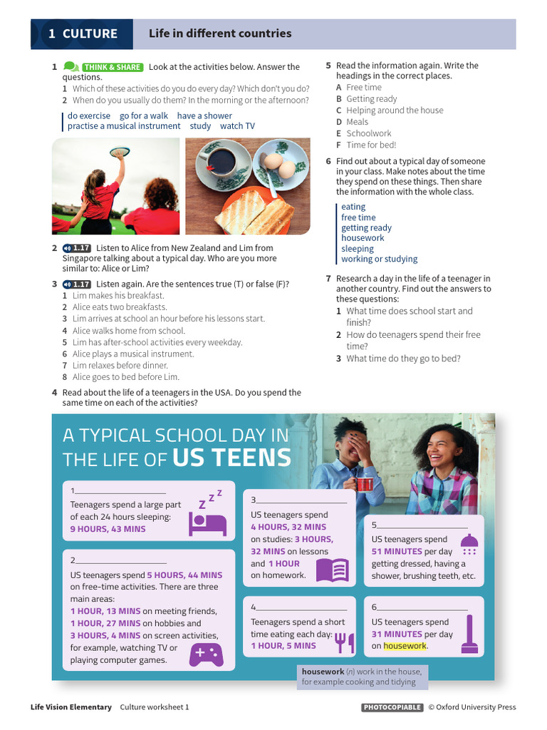 Daily Life of US Teenagers | PDF | Language Arts & Discipline | Wellness