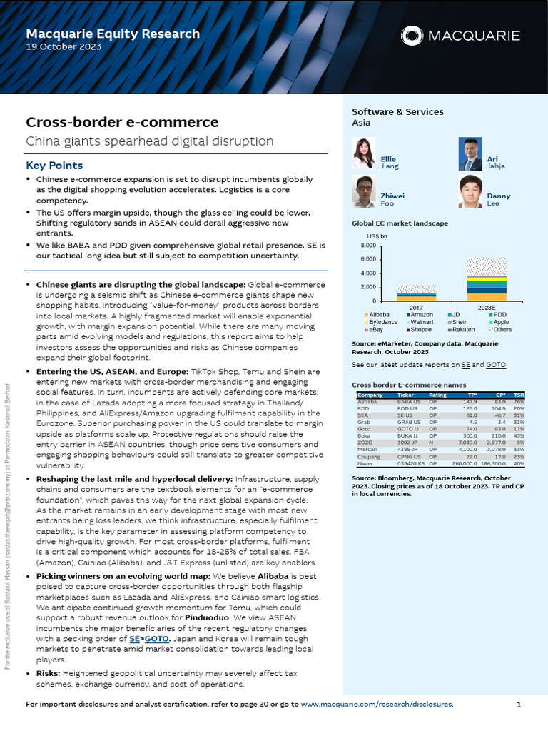 Chinese E-commerce Giants Disrupt Global Markets | PDF | E Commerce ...