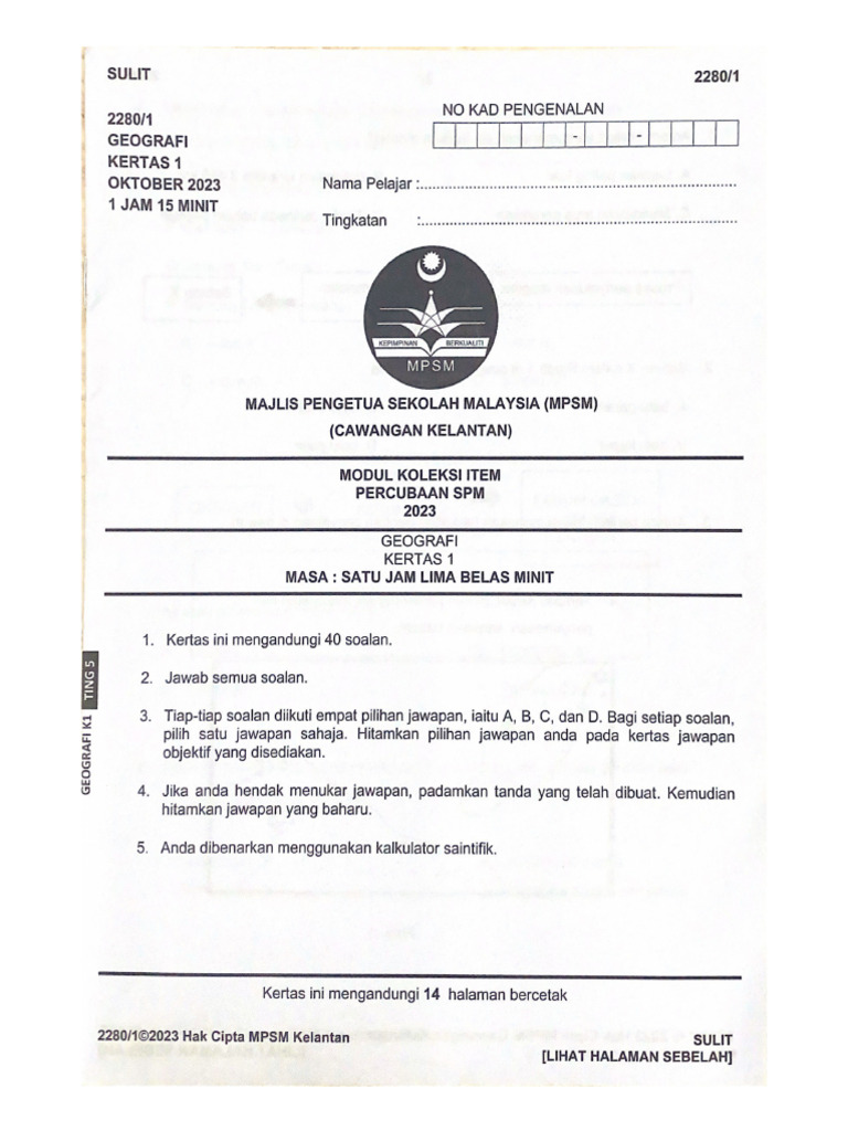 SPM Kertas 1 | PDF