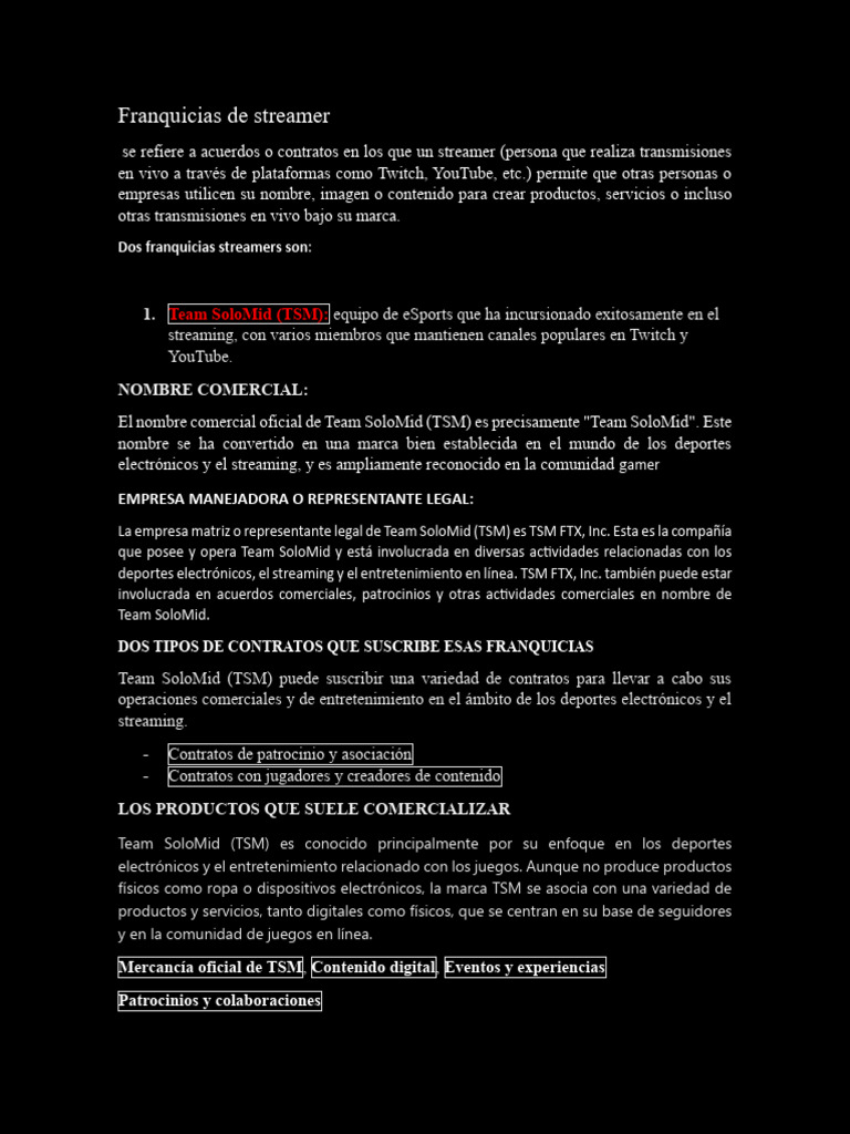 Franquicias de Streamers: TSM y Luminosity | PDF | Streaming Media ...