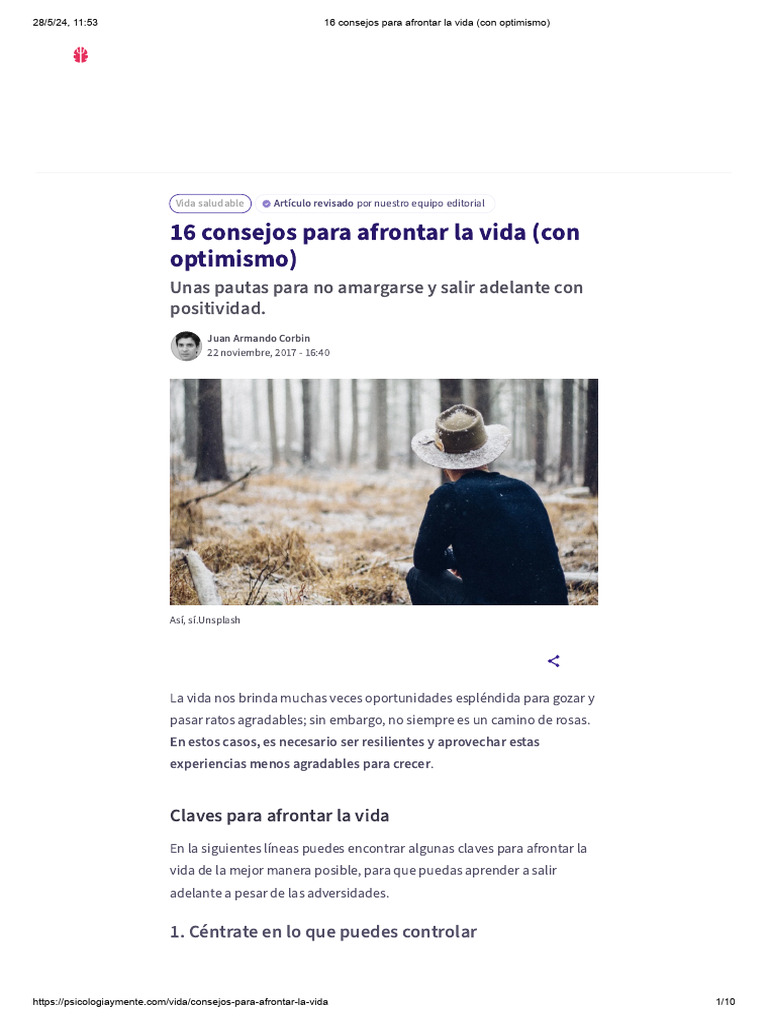 16 Consejos para Afrontar La Vida (Con Optimismo) | PDF | Las emociones ...