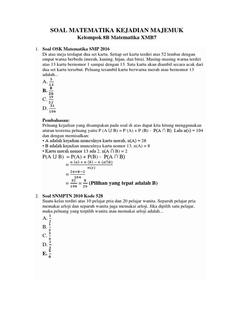 Peluang dalam Kejadian Majemuk Matematika | PDF