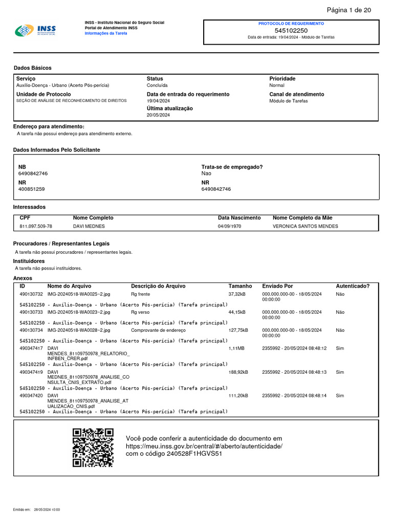 Requerimento de Auxílio-Doença INSS | PDF