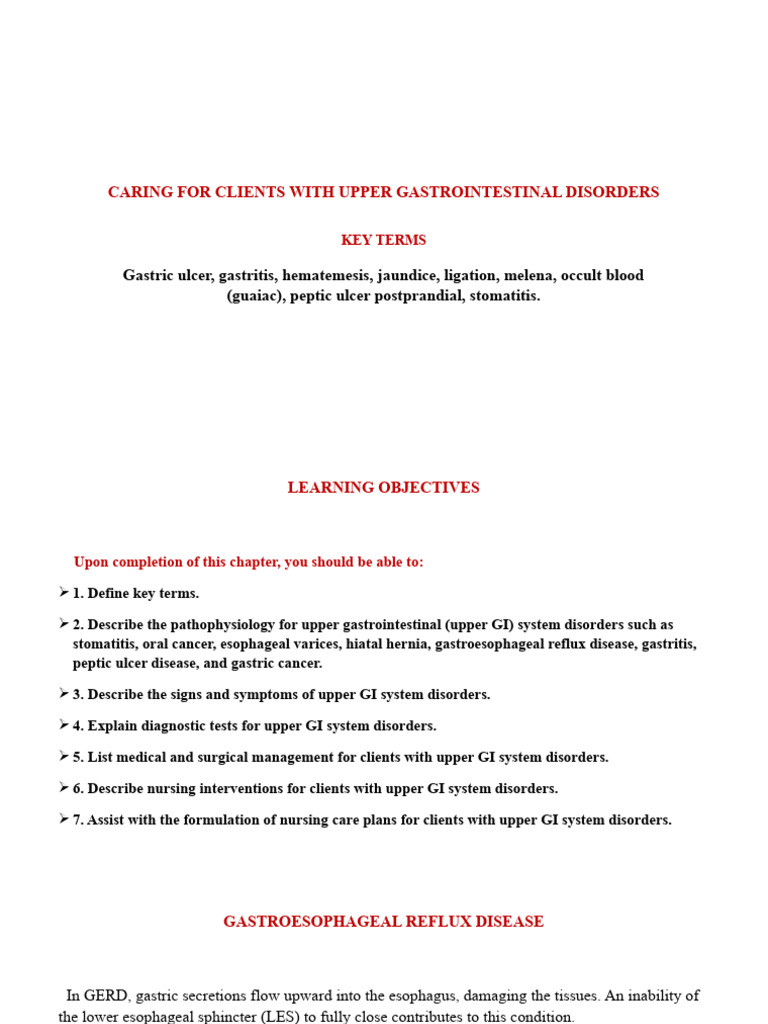 Upper Gastrointestinal Disorder Care Guide | PDF | Gastroesophageal ...