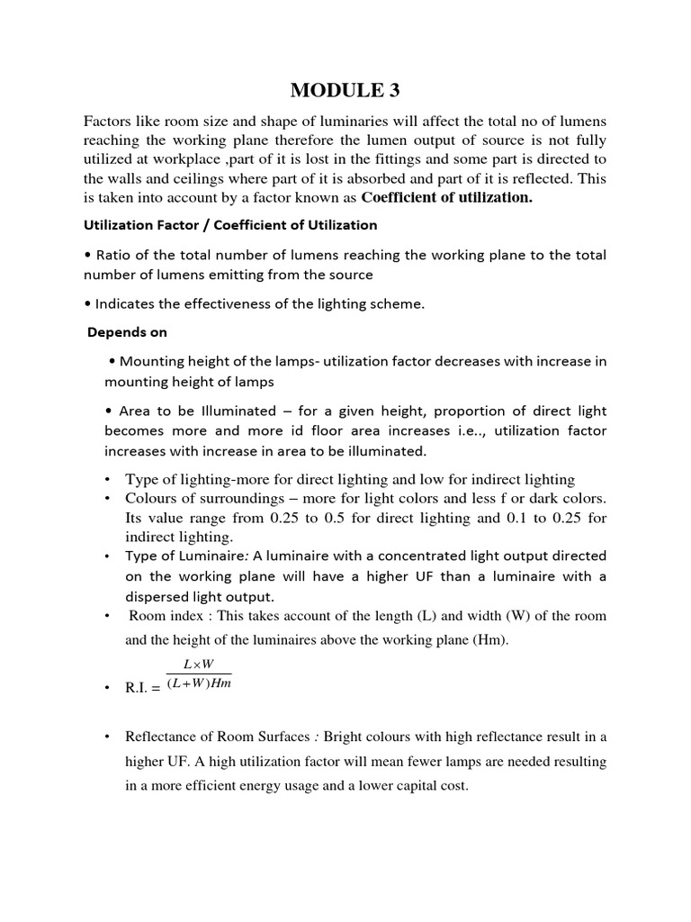 Illumination Module 3 Notes | PDF | Lighting | Light