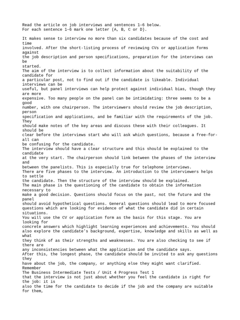 Complete This Text With The Correct2 | PDF | Job Interview | Human ...