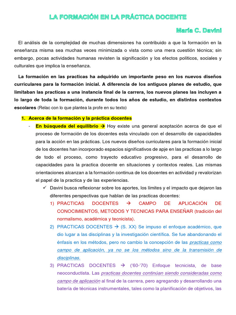 Formación Docente en Práctica: Davini | PDF | Enseñando | Evaluación