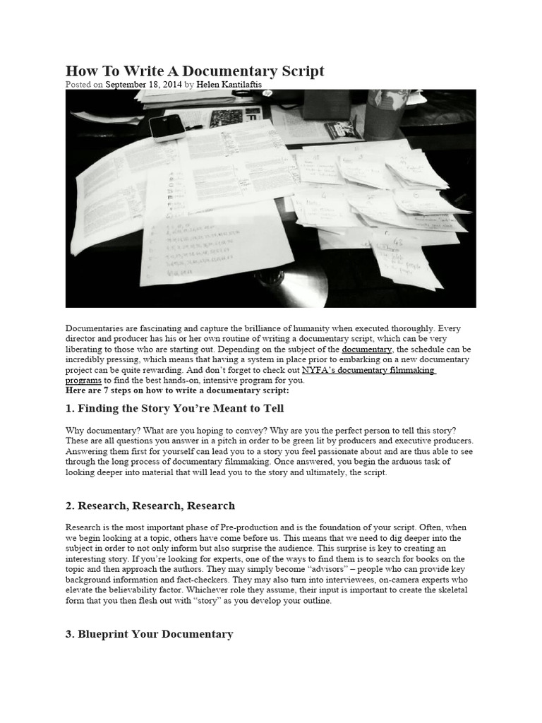 How To Write A Documentary Script 2 | PDF | Filmmaking | Documentary Film