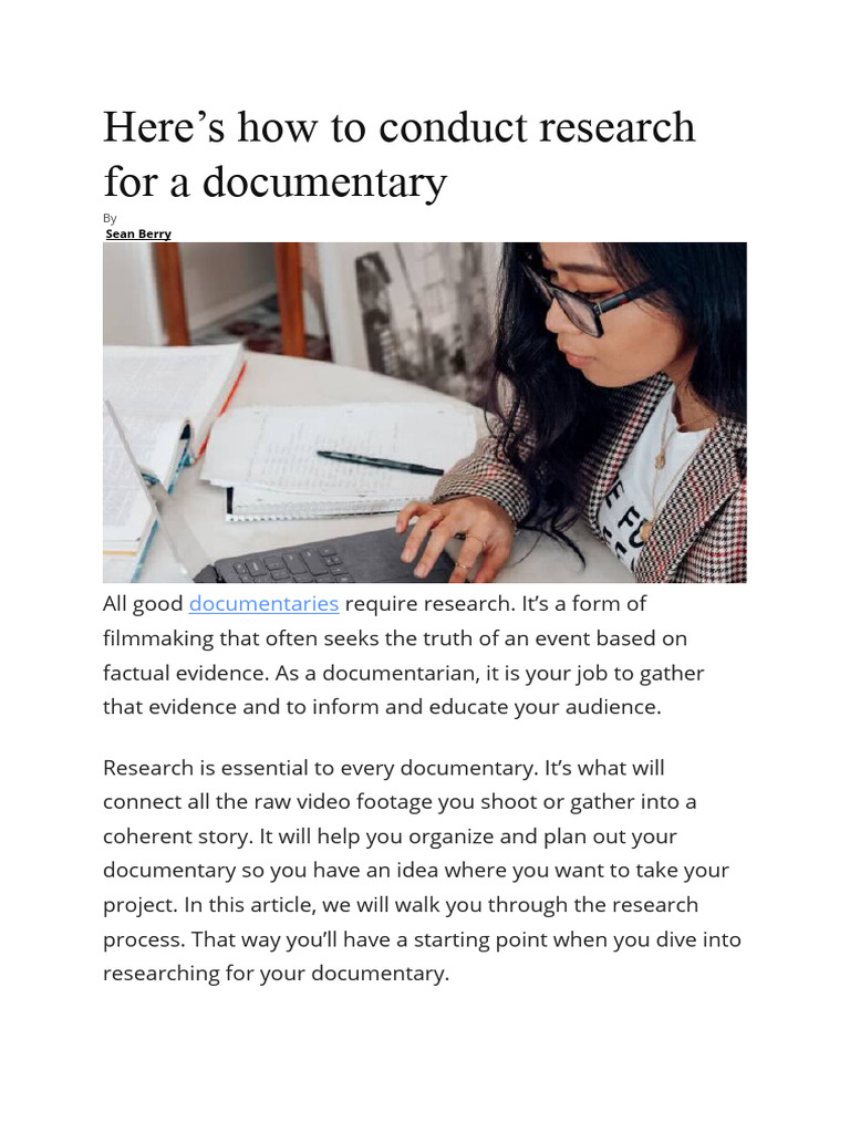 Documentary Research Pdf Documentary Film Information