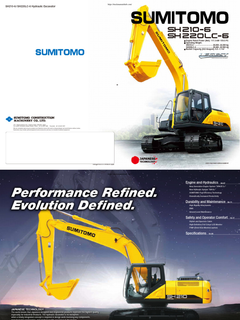Sumitomo SH210-6, SH220LC-6 Hydraulic Excavator Technical ...
