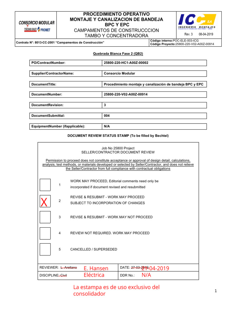 Montaje y Canalizacion de Bandeja BPC y Epc | PDF | Andamio