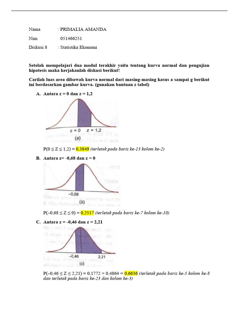 Luas Area Kurva Normal Statistika | PDF | Metode & Bahan Ajar