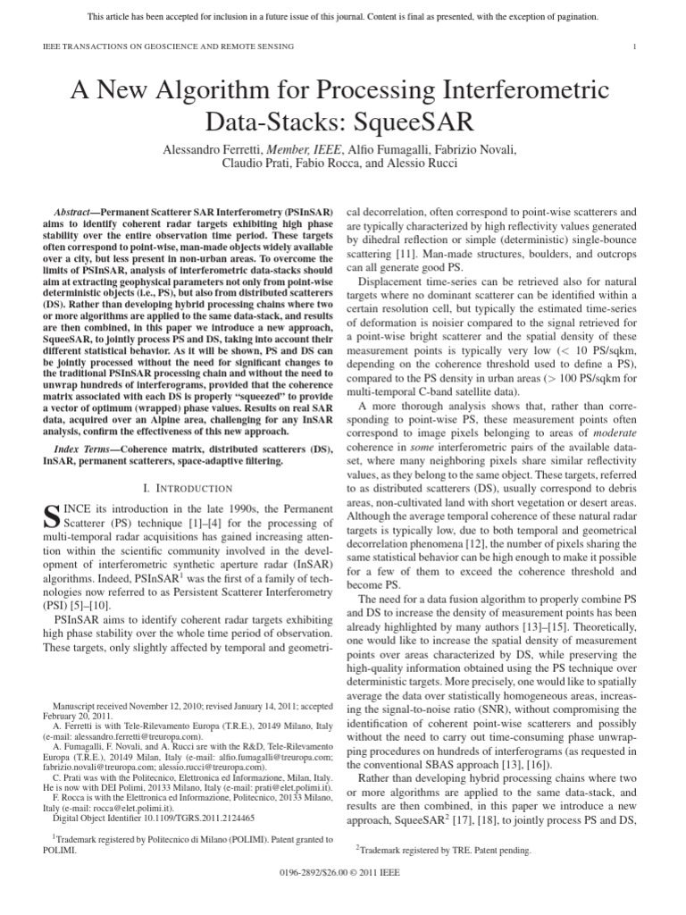 2011 A New Algorithm For Processing Interferometric Data-Stacks ...