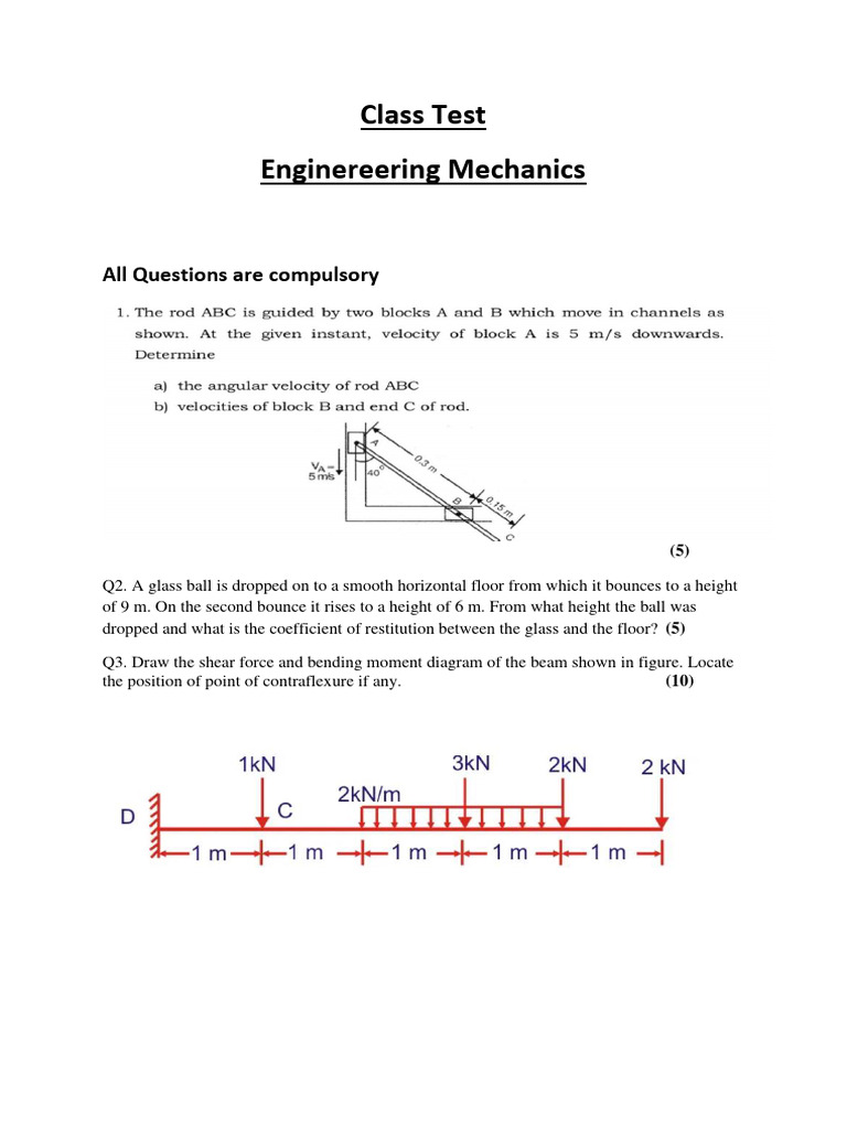 Engineering mechanics questions pdf