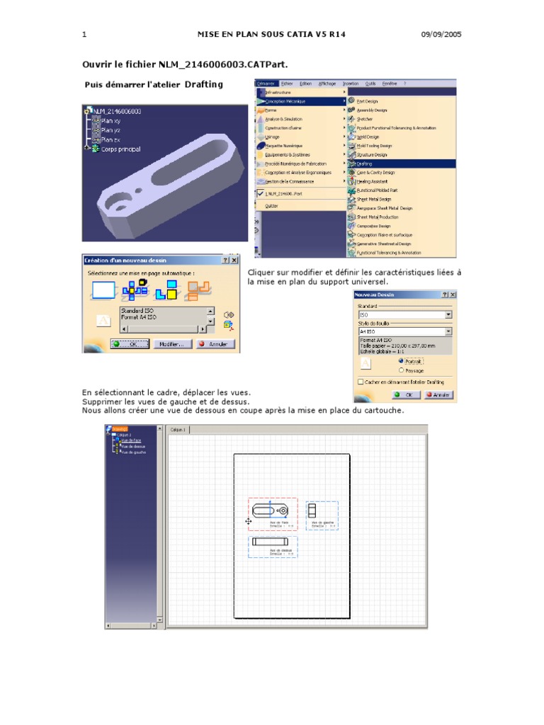 Mise en plan CATIA V5 Guide pratique PDF Dessin technique Cercle — free download