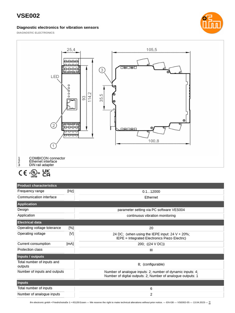 VSE002 Vibration Sensor Manual | PDF | Power Supply | Electrical Components